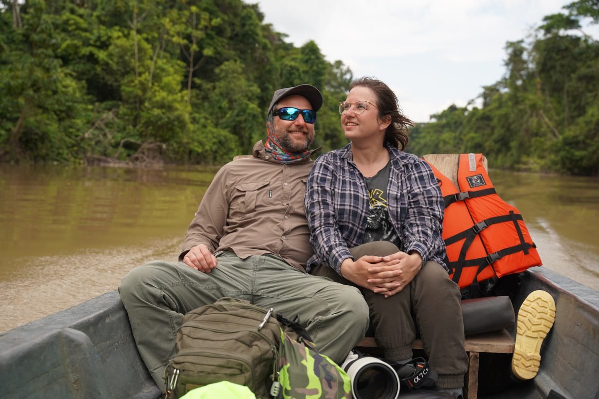 Guests on a private river canoe